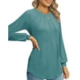 thumbnail image 2 of Rosvigor Blouses for Women Dressy Long Sleeve Shirts Casual Fall Tops Winter Tunic with Pleats, 2 of 7