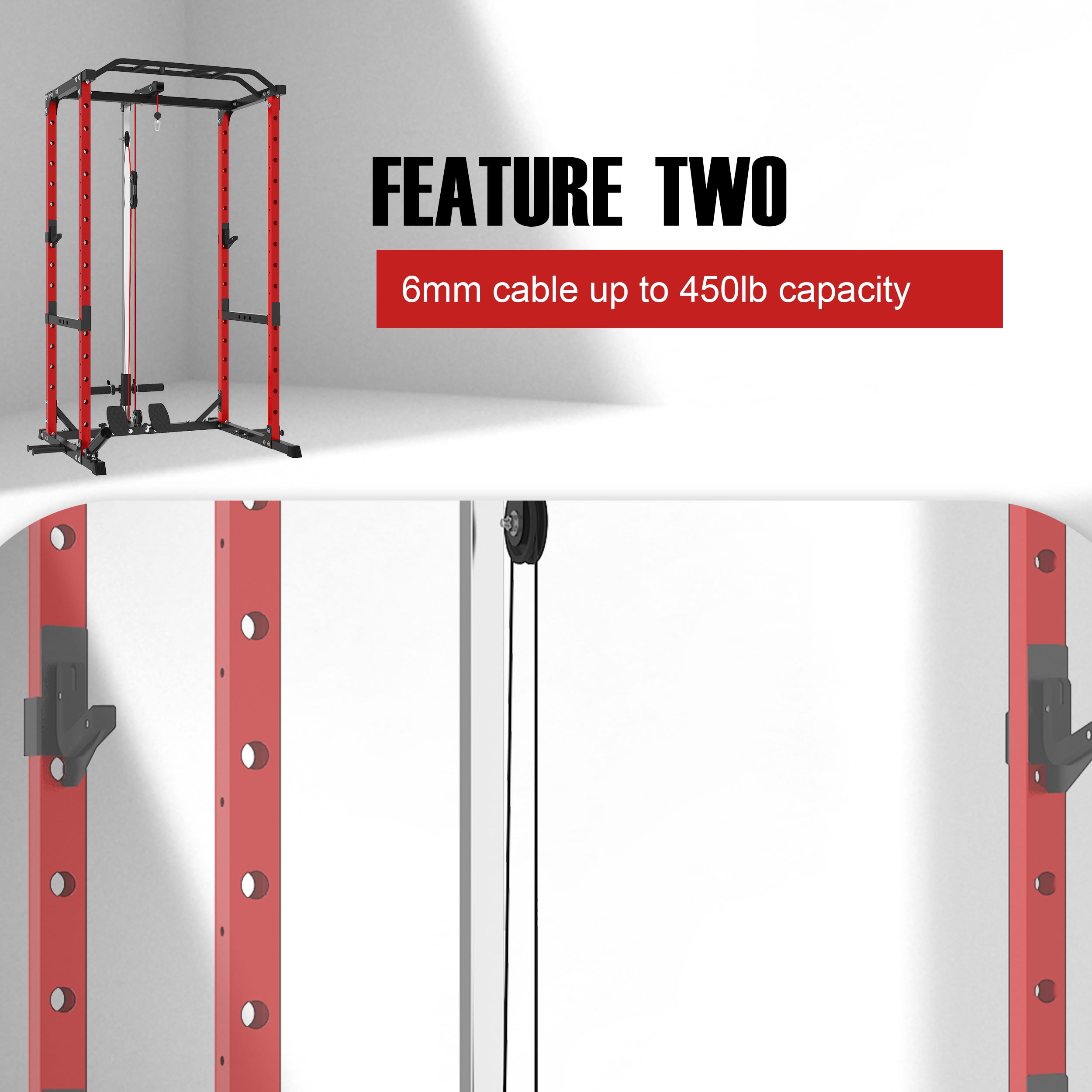 Power Rack, Pro-Grade Power Cage Home Gym with 1600lb Capacity, 30mm Multi-Grip Pull-Up Bar, LAT Pulldown & Landmine, Gray – Compact Design for Garage/Apartment
