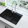 thumbnail image 2 of Elkay Quartz Classic 33" x 22" x 10", Offset 60/40 Double Bowl Drop-in Sink with Aqua Divide, Black, 2 of 4