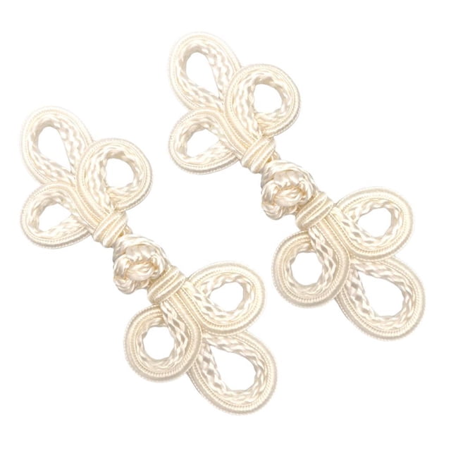 Botones de rana con nudo chino, botones tradicionales para cheongsam, decorativos, 2 piezas, hechos a mano Beige