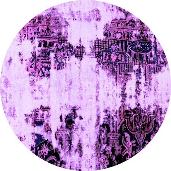 Ahgly Company Indoor Round Abstract Purple Modern Area Rugs, 4' Round