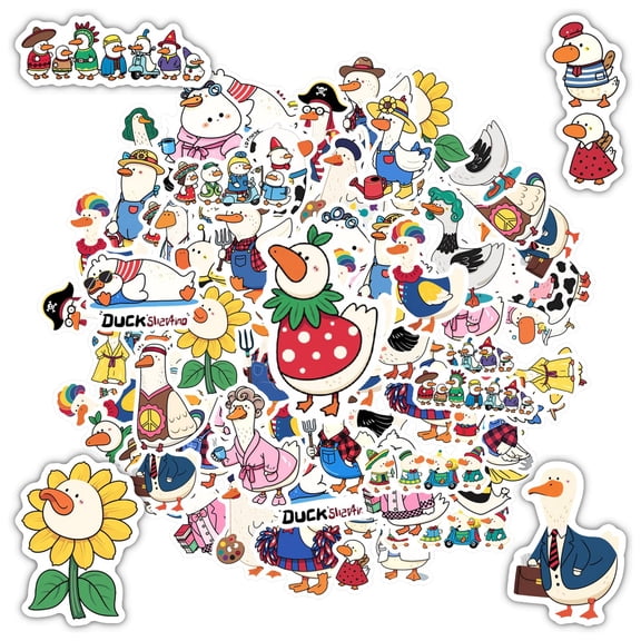 35pcs Cute Duck Stickers Animal Cartoon Kids Stickers Funny Stickers for Luggage Notebooks Phone