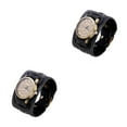 thumbnail image 1 of Reloj de hombre Minnieouse decoración de moda correa de cuero Reloj de cuarzo Negro 2Conjunto, 1 of 6
