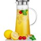 thumbnail image 1 of Jarra de vidrio de 1,5 litros con tapa Jarra para té helado Jarra para agua Jarra para agua fría y caliente Té helado Vino Café Leche y jugo Jarra para bebidas Jarra para agua, 1 of 5