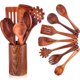 thumbnail image 1 of Utensilios de madera de teca juego de 8 cucharas para cocinar teca natural especialmente diseñada para sartenes antiadherentes adecuada para asar y fr, 1 of 7