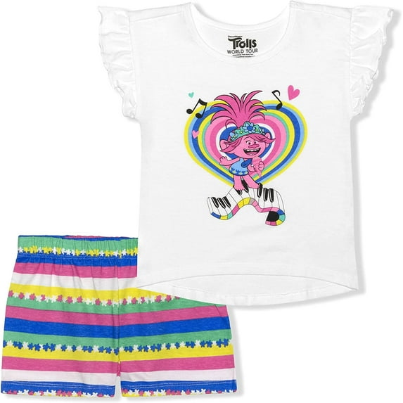 Trolls Poppy Girls 2 Piece Character Short Set, 4-6X
