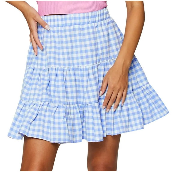 IROINNID Women's Skirt Casual Fashion Plaid Skirt High Waist Loose A-Line Temperamental Sweet Skirt Mid Comfort Waist Mid Print Skirt