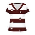 thumbnail image 5 of Favoffer Women Boho Tops Short Sleeve V Neck Stripe Print Dolman Sleeve Loose Casual Blouses Street Travel Gathering Relax, 5 of 6