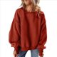 thumbnail image 1 of Suéter de Cuello Redondo para Mujer, Holgado, de Lana de Cordero, Informal, Versátil, de Larga, para Otoño e Invierno. Rojo M, 1 of 8
