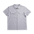 thumbnail image 7 of Zip Up Shirt Men Summer Short Sleeve Full Zipper Casual Collared Waffle Shirts, 7 of 7