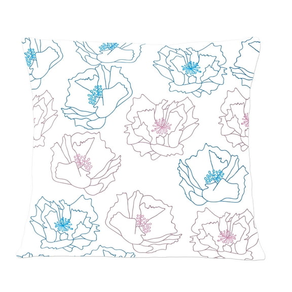 Designart Retro Handdrawn Poppies I' Mid-Century Modern Throw Pillow - 12x20