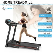 2.5HP Foldable Portable Treadmill for Home, Electric Motorized Running Machine with Heart Rate Sensor for Gym Home Fitness Workout Jogging Walking Easily Install, Space Saving Easy Folding