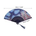 thumbnail image 2 of Unique Bargains Ancient Style Folding Fan 1Pc Blue [Tapestry of Exquisite Floral Print], 2 of 5