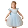 thumbnail image 1 of XASZHN Robe en Maille pour Enfants Robe Princesse Élégante Robe Confortable pour Enfants Robes d'Été pour Filles 2025 Bleu Ciel_004 4-5 Ans, 1 of 7