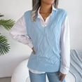thumbnail image 2 of Aayomet Womens Summer Sweater Knitted Vest College Style Pullover Sweater (Blue, L), 2 of 5