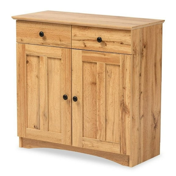 Bowery Hill Oak Brown Finished Wood 2-Door Buffet Kitchen Cabinet