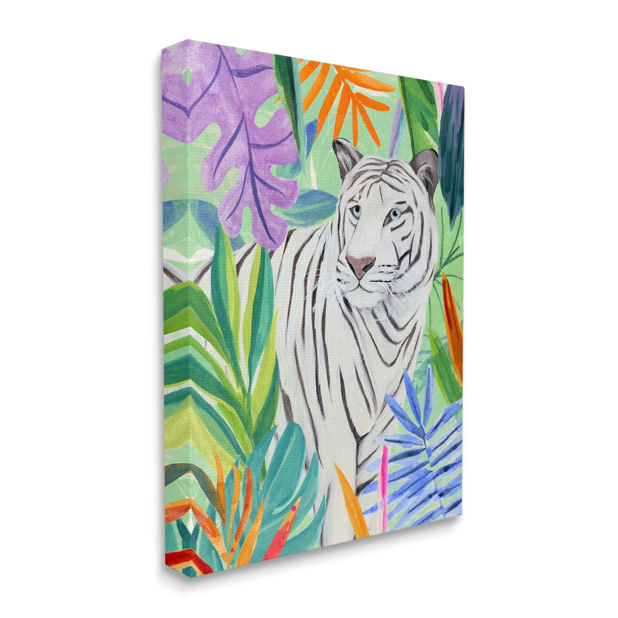 Stupell Vivid Nature Tiger Plant Leaves Animals & Insects Painting Gallery Wrapped Canvas Print Wall Art