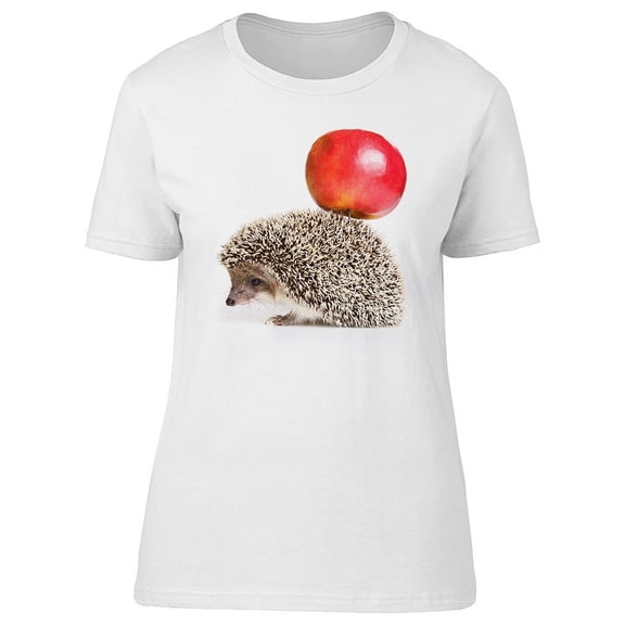 Cute Hedgehog And Red Apple T-Shirt Women -Image by Shutterstock, Female Medium
