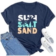 thumbnail image 1 of TINZ T-Shirt Décontracté à Manches Courtes Col Rond Imprimé Soleil Sable Plage Été pour Femmes, 1 of 2