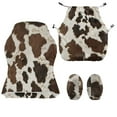 thumbnail image 4 of SCRAWLGOD Fur Pattern Cow Print Brown Beige 4 Pieces Gaming Chair Cover, Stretchable Computer Seat Cover with Armrest Cushion Removable Washable Rotating Chair Protective Slipcover, 4 of 7
