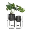 thumbnail image 4 of CosmoLiving by Cosmopolitan 19", 17"H Black Metal Planter with Removable Stand (2 Count), 4 of 15