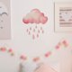 thumbnail image 1 of Adhesivos de pared con forma de nube rosa con gotas de lluvia, estilo acuarela, 1 of 4
