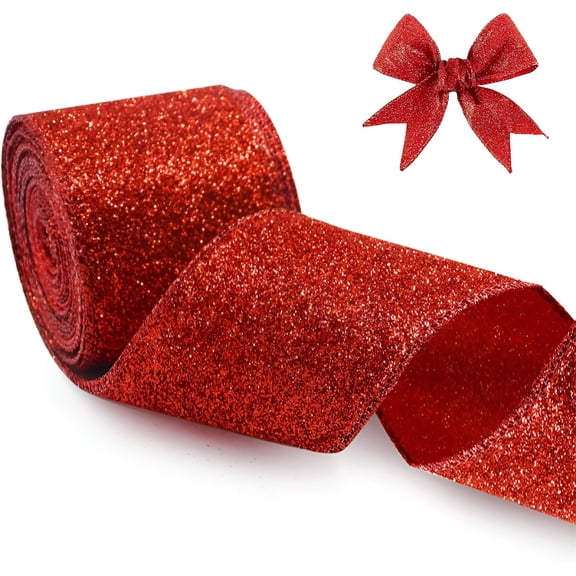 TUWAFE 2.5" Wired Christmas Gift Wrapping Ribbon