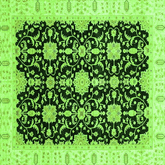 Ahgly Company Indoor Square Oriental Green Traditional Area Rugs, 4' Square