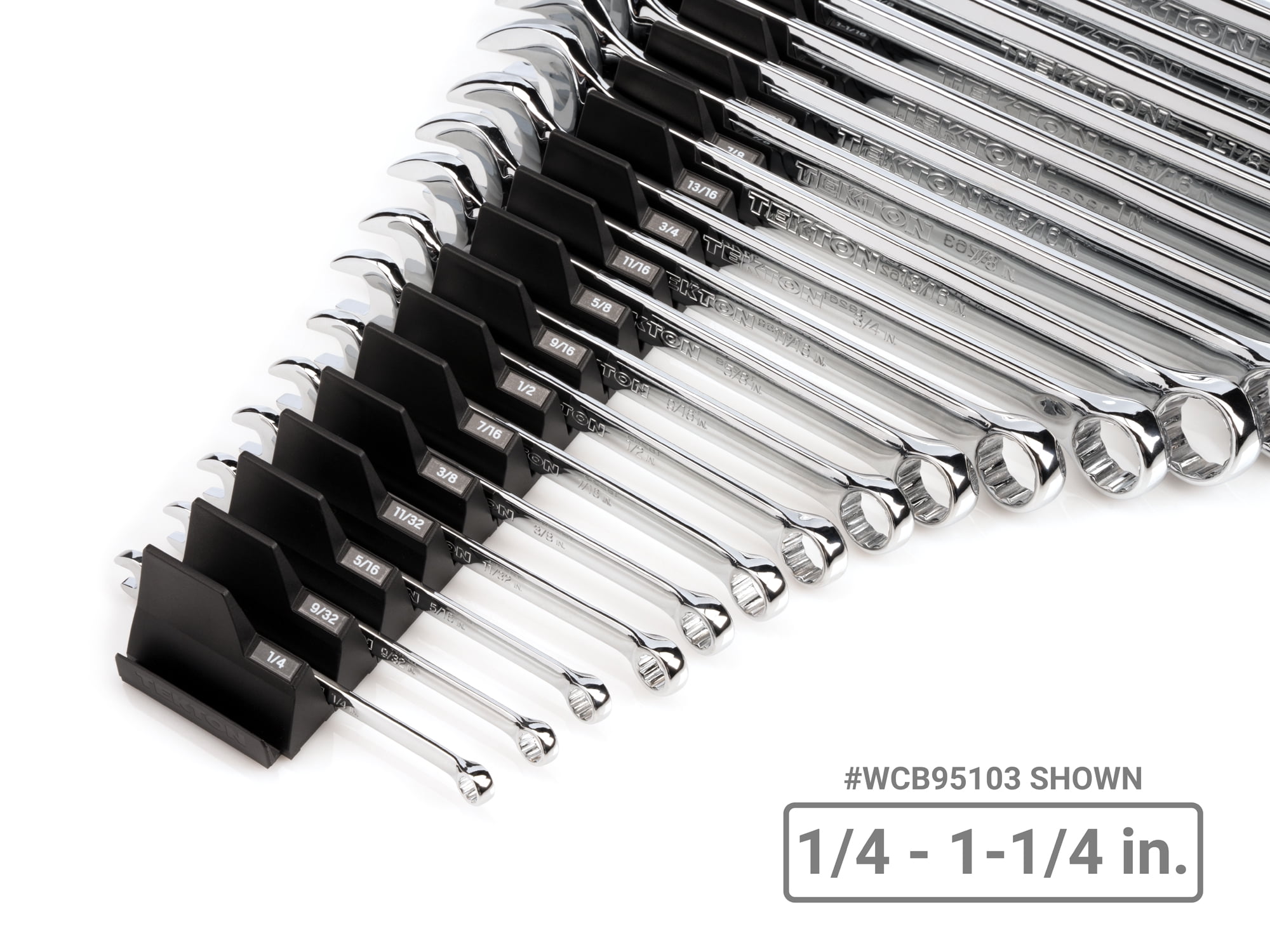 TEKTON Combination Wrench Set with Modular Wrench Organizer, 15-Piece (1/4 - 1 in.) | WCB95102