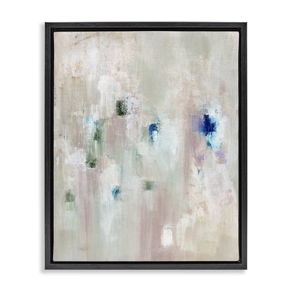 Stupell Industries Contemporary Neutrals with Blue Spots Black Floating Frame Canvas Art, 17 x 21, by Nikita Jariwala
