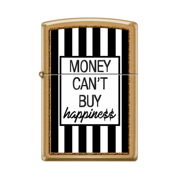 Zippo Lighter- Money Can't Buy Happiness Brushed Brass Windproof Lighter #Z5509