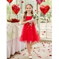 thumbnail image 4 of Oudiya Toddler Girls Tutu Red Party Dress Tulle Ruffle Hem Cami Summer Dress for Kids 2-6Y, 4 of 7