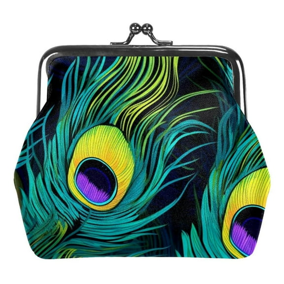 Coin Purse Peacock Feather Change Pouch Wallet for Women