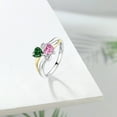 thumbnail image 4 of Gem Stone King 925 Silver and 10K Yellow Gold Green Nano Emerald and Pink Moissanite and White Lab Grown Diamond Ring for Women (1.02 Cttw, May Birthstone, Heart Shape 5MM, Size 5), 4 of 5