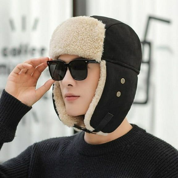 SikaFu New Winter Hat Men Women Thick Warm Earflap Hat Male Windproof Ski Russian Cap Female Russian Hat Trapper Cap Bomber Hat