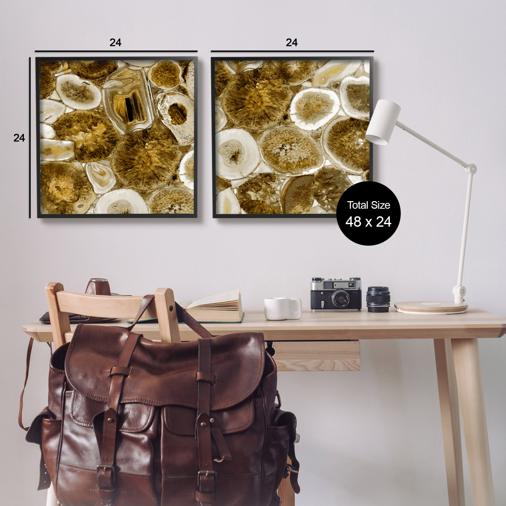 Stupell Abstract Geodes Mineral Nature Abstract Photography Black Framed Art Print Wall Art, Set of 2
