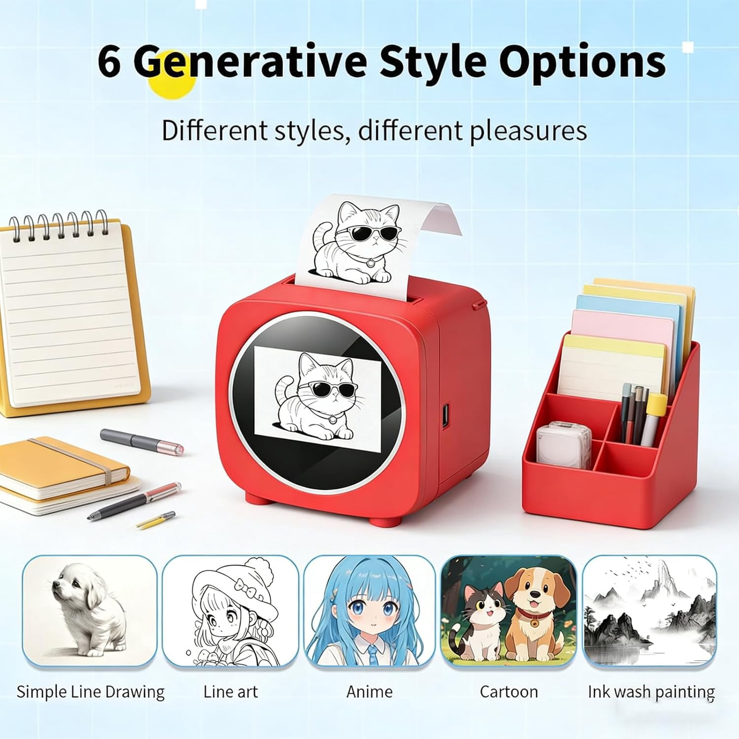 JEBTBFZE AI Sticker Box Printer, Smart Voice-Controlled Mini Thermal Label Printer, Inkless Portable Sticker Maker for Home Office DIY
