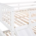 thumbnail image 6 of JINS&VICO Bunk Bed with Slide, Wooden Low Bunk Bed Frame with Ladder and Safety Guardrails, Full Over Full Size Multifunctional Bunk Bed for Kids Teens Boys and Girls, No Box Spring Required, White, 6 of 7