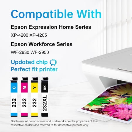 INKNNF 232XL INK CARTRIDGES FOR EPSON 232 INK COMPATIBLE FOR EPSON XP-4200 XP-4205 WF-2930 WF-2950 PRINTER
