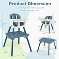 thumbnail image 2 of Babyjoy 4 in 1 Baby High Chair Convertible Toddler Table Chair Set with PU Cushion Blue White, 2 of 10