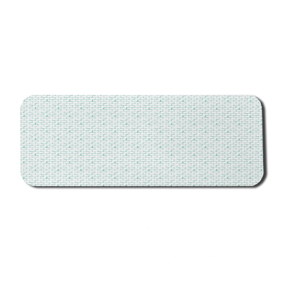Grunge Computer Mouse Pad, Geometric Symmetric Circles Pattern Abstract Round Contemporary Graphic, Rectangle Non-Slip Rubber Mousepad Large, 31" x 12" Gaming Size, Sea Green and White, by Ambesonne