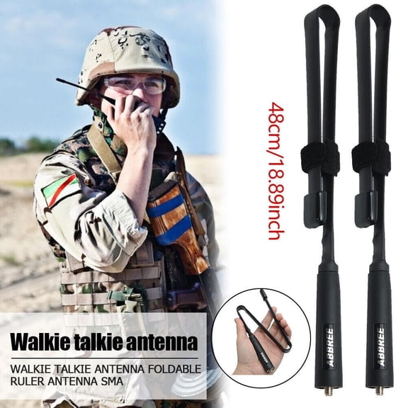2x ABBREE SMA-Female Dual Band VHF/UHF 18.8-inch 144/430MHz High Gain Soft Whip Foldable CS Tactical Antenna for Baofeng UV-5R UV-82 BF-F8HP GMRS Radio Ham Two Way Radio