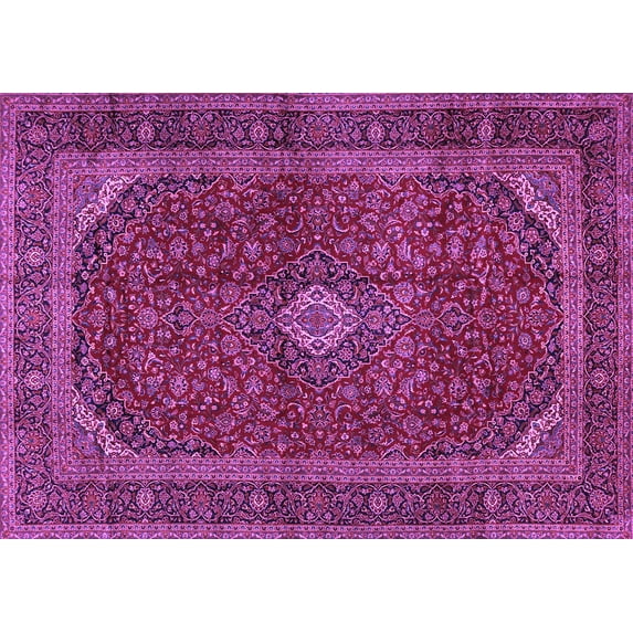 Ahgly Company Indoor Rectangle Medallion Purple Traditional Area Rugs, 5' x 7'
