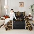 thumbnail image 4 of Feelyou Kawaii Princess Crown Queen Comforter Set, Fashion Leopard Print Bedding Sets, Glitter Diamond Reversible Bedding Comforter Set, Breathable Home Decor, 3pcs, 4 of 8