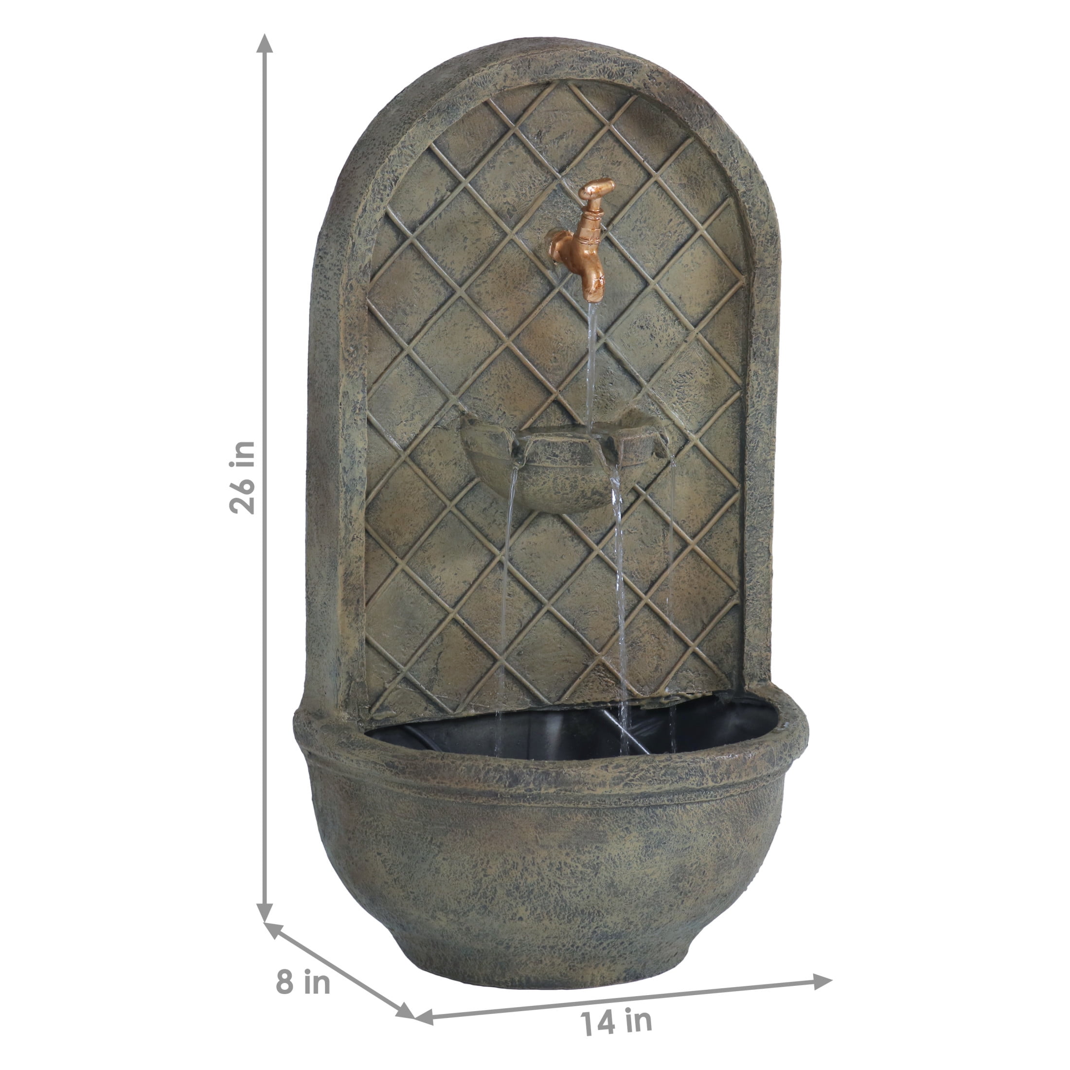 Sunnydaze Messina Polystone Outdoor Wall Fountain, Florentine Finish