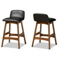 thumbnail image 1 of Baxton Studio Black Upholstered and Brown Finished Wood 2-Piece Stool Set, 1 of 8