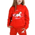 thumbnail image 4 of Byoo Toddler Girls Outfits Sets Horse Print Hooded Sweatshirt Drawstring Joggers Sweatsuit Sets Active Tracksuit Sets, 4 of 4