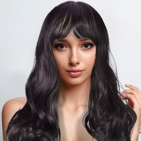 Tineasur Wavy Curly Synthetic Wig with Comfortable Soft Cap and Trendy Bangs for Stylish Cosplay and Daily Wear