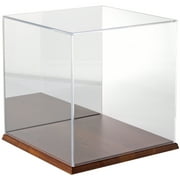 Plymor Clear Acrylic Display Case with Hardwood Base (Mirror Back), 12" x 12" x 12"