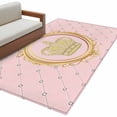 thumbnail image 2 of Golden Crown Runner Rug 2.7x5 FT, Non Slip Entryway Carpet, Pink Cartoon Funny Geometric Plaid Art Washable Soft Floor Carpet Entrance Mat Non-Shedding Throw Rug for Hallway Laundry Room Bedside, 2 of 9